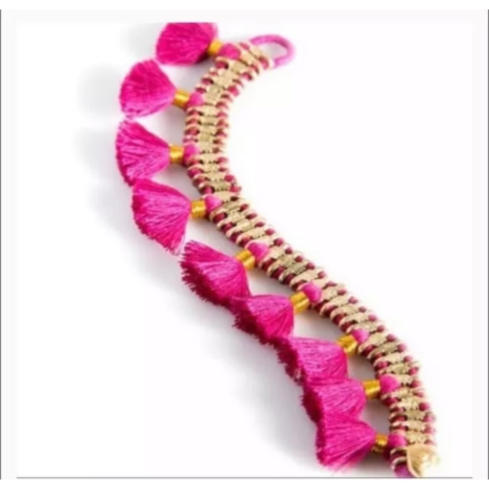NWT Anthropologie shiraleah tassel felicity bracelet boho pink gold